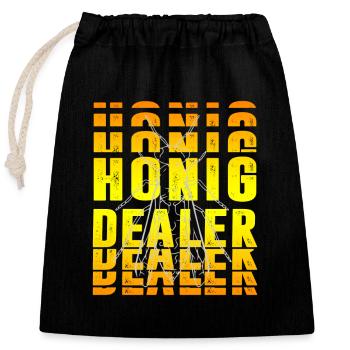 Honig Dealer Design - Verschließbarer Geschenkbeutel aus Baumwolle (25x30cm) - Schwarz - Vorne