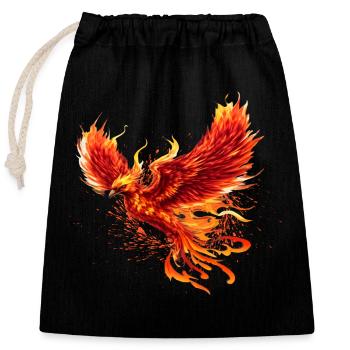 Phoenix Firebird majestic power Animal - Closable cotton gift bag (25x30cm) - black - Front