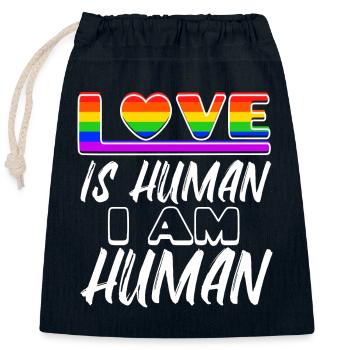 Human Rights Lgbt Love Heart Statement Homo - Closable cotton gift bag (25x30cm) - navy - Front