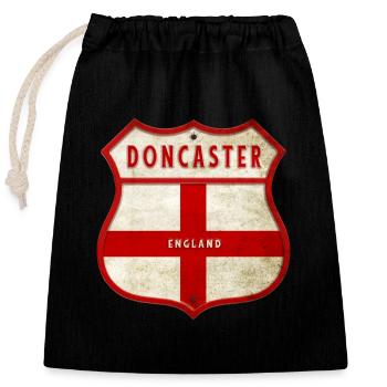 Doncaster Angleterre Drapeau Armoiries - Sac cadeau en coton avec cordon (25 x 30 cm) - noir - Devant