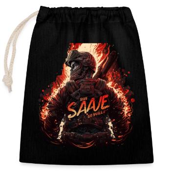 Prêt pour l’action : Fireman, votre héros ! - Sac cadeau en coton avec cordon (25 x 30 cm) - noir - Devant