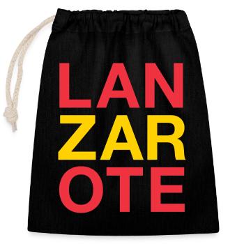 LANZAROTE Spain Espana Spanien Spanish Flag - Verschließbarer Geschenkbeutel aus Baumwolle (25x30cm) - Schwarz - Vorne