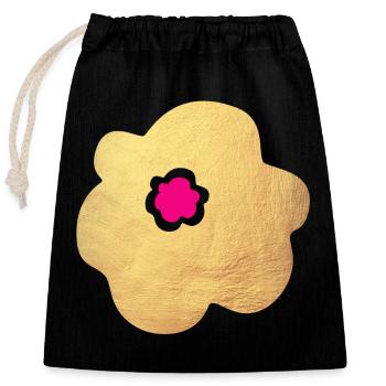 Gold Blume Pink Yoga Flower Power Blüte Natur Deko - Verschließbarer Geschenkbeutel aus Baumwolle (25x30cm) - Schwarz - Vorne