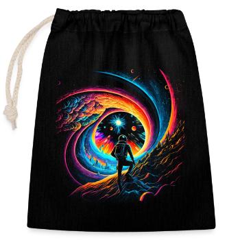 Space Portal - for Dark Shirts - Closable cotton gift bag (25x30cm) - black - Front