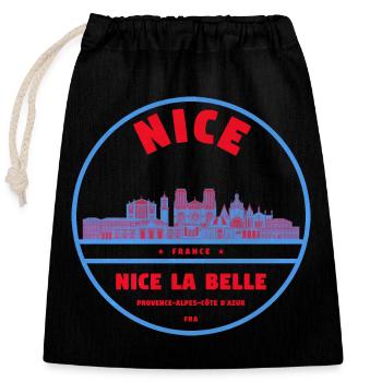Nice La Belle Stadtsilhouette - Verschließbarer Geschenkbeutel aus Baumwolle (25x30cm) - Schwarz - Vorne