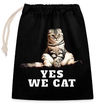 Katze – Yes We Cat - Closable cotton gift bag (25x30cm) - black - Front