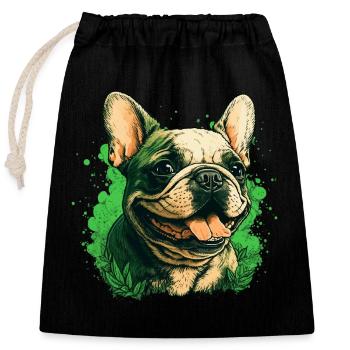 French Bulldog - Closable cotton gift bag (25x30cm) - black - Front