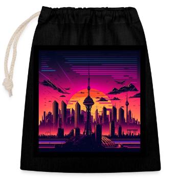 Skyline of Berlin in the evening light - Closable cotton gift bag (25x30cm) - black - Front