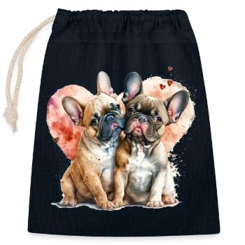 French Bulldog Valentine's Day Gift - Closable cotton gift bag (25x30cm) - navy - Front