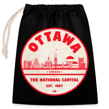 Ottawa National Capital Retro Emblem - Closable cotton gift bag (25x30cm) - black - Front