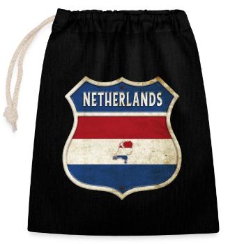 Design du drapeau des Pays-Bas - Sac cadeau en coton avec cordon (25 x 30 cm) - noir - Devant