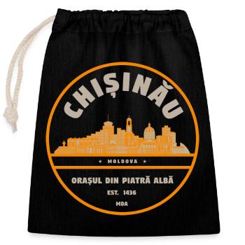 Chisinau Skyline Badge Moldawien - Verschließbarer Geschenkbeutel aus Baumwolle (25x30cm) - Schwarz - Vorne