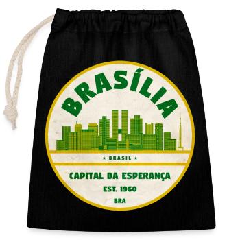 Brasília Skyline Retro Emblem - Closable cotton gift bag (25x30cm) - black - Front