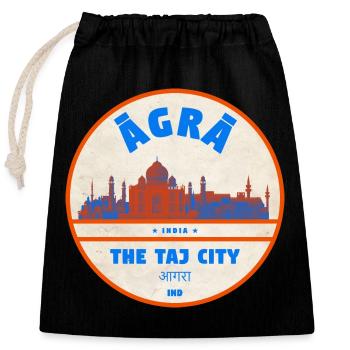 Agra Taj City Silhouette - Closable cotton gift bag (25x30cm) - black - Front
