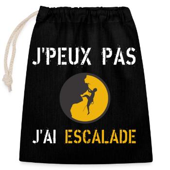 j'peux pas j'ai escalade - Sac cadeau en coton avec cordon (25 x 30 cm) - noir - Devant