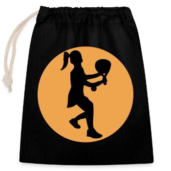 Racket Balls Coach Padel Player Training - Closable cotton gift bag (25x30cm) - black - Front