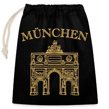 Porte de la Victoire emblématique Munich - Sac cadeau en coton avec cordon (25 x 30 cm) - noir - Devant