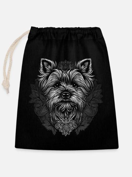 Yorkshire Terrier - Verschließbarer Geschenkbeutel aus Baumwolle (25x30cm) - Schwarz