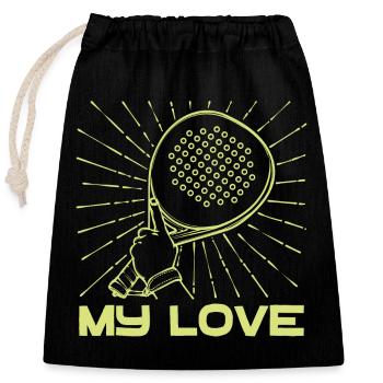 Spieler Racket Training Padel Turnier Statement - Verschließbarer Geschenkbeutel aus Baumwolle (25x30cm) - Schwarz - Vorne