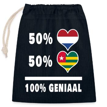 Togo and the Netherlands 100% Genius flag - Closable cotton gift bag (25x30cm) - navy - Front
