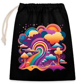 RETRO TRIPPY - Closable cotton gift bag (25x30cm) - black - Front