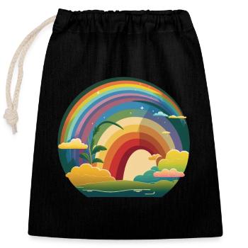 ARC-EN-CIEL - Sac cadeau en coton avec cordon (25 x 30 cm) - noir - Devant