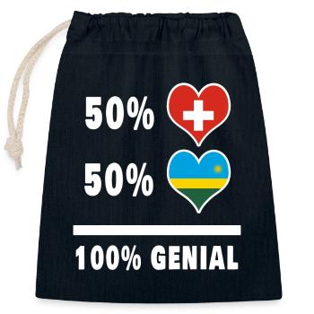 Ruanda und Schweiz 100% Genial Flagge - Verschließbarer Geschenkbeutel aus Baumwolle (25x30cm) - Navy - Vorne