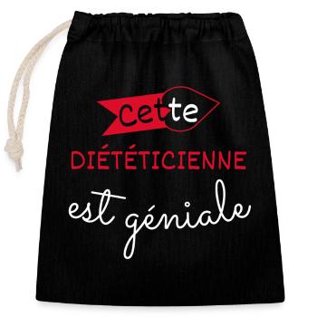 Diététicienne Géniale cadeau - Sac cadeau en coton avec cordon (25 x 30 cm) - noir - Devant