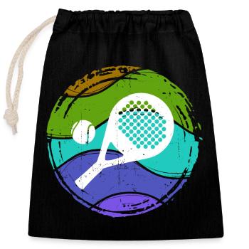 Padel tennis sport Balles de raquette - Sac cadeau en coton avec cordon (25 x 30 cm) - noir - Devant