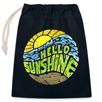 Summer, sun, favorite time! Hello Sunshine! - Closable cotton gift bag (25x30cm) - navy - Front