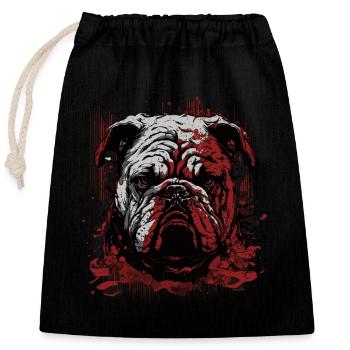 Grumpy English Bulldog - Closable cotton gift bag (25x30cm) - black - Front