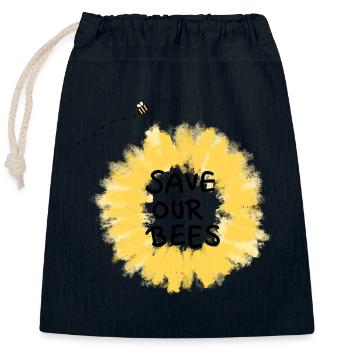 Rettet die Bienen Blume - Verschließbarer Geschenkbeutel aus Baumwolle (25x30cm) - Navy - Vorne