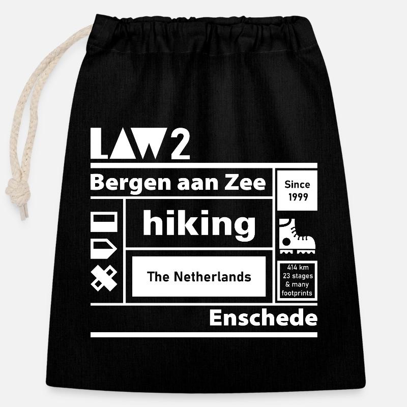 LOI 2 l Bergen aan Zee l Enschede l blanc - Sac cadeau en coton avec cordon (25 x 30 cm) - noir