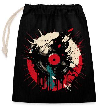 Vinyl Love - Closable cotton gift bag (25x30cm) - black - Front