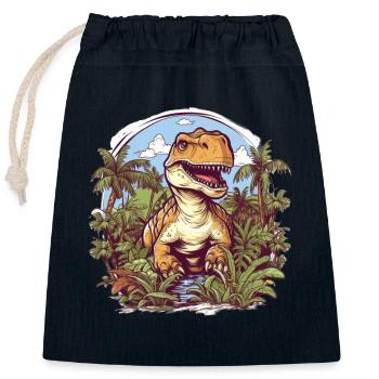 Dinosaurier im Dschungel - Verschließbarer Geschenkbeutel aus Baumwolle (25x30cm) - Navy - Vorne