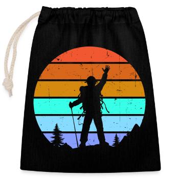 Mountaintops, mountaineering, hiking, hiking - Closable cotton gift bag (25x30cm) - black - Front