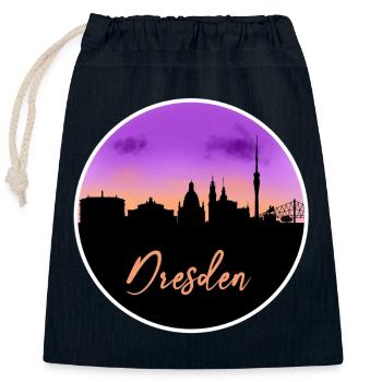 Ligne d’horizon fine de Dresde - Sac cadeau en coton avec cordon (25 x 30 cm) - bleu marine - Devant