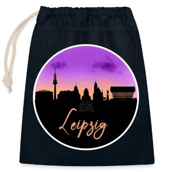 Leipzig Fine Skyline - Verschließbarer Geschenkbeutel aus Baumwolle (25x30cm) - Navy - Vorne