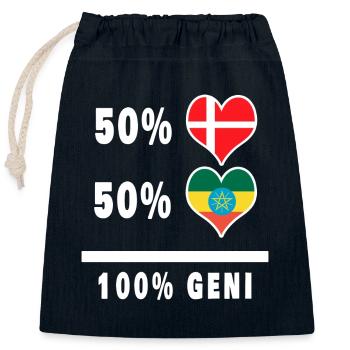 Ethiopia and Denmark 100% genius flag - Closable cotton gift bag (25x30cm) - navy - Front