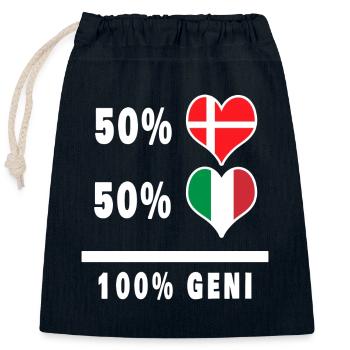 Italie et Danemark 100% drapeau de génie - Sac cadeau en coton avec cordon (25 x 30 cm) - bleu marine - Devant