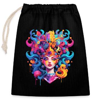 Reine de la synthwave - Sac cadeau en coton avec cordon (25 x 30 cm) - noir - Devant