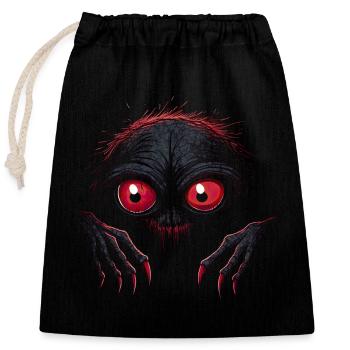 Gobelin effrayant - Sac cadeau en coton avec cordon (25 x 30 cm) - noir - Devant