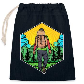 Wanderung Wandern Bergwanderung Wanderwege Touren - Verschließbarer Geschenkbeutel aus Baumwolle (25x30cm) - Navy - Vorne