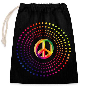 vibrating peace symbol in bright colors - Closable cotton gift bag (25x30cm) - black - Front