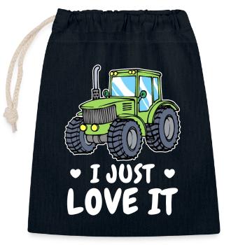 Déclaration de l’agriculteur Tracteur de véhicule à moteur Agriculture arable - Sac cadeau en coton avec cordon (25 x 30 cm) - bleu marine - Devant