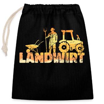 Landmaschinen Landwirt Statement Traktor Bauernhof - Verschließbarer Geschenkbeutel aus Baumwolle (25x30cm) - Schwarz - Vorne