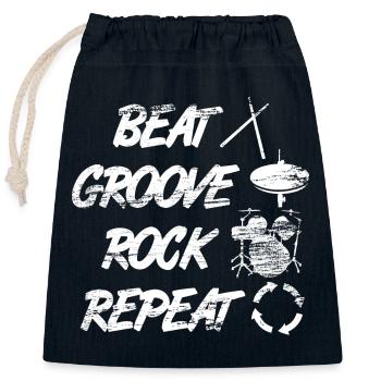 Beat Groove Rock Repeat - Verschließbarer Geschenkbeutel aus Baumwolle (25x30cm) - Navy - Vorne