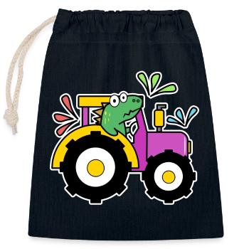 Tracteur agriculteur Machines agricoles Véhicule à moteur Agriculture arable - Sac cadeau en coton avec cordon (25 x 30 cm) - bleu marine - Devant