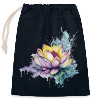 Lotus - Verschließbarer Geschenkbeutel aus Baumwolle (25x30cm) - Navy - Vorne