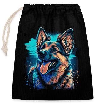 Deutscher Schäferhund - Verschließbarer Geschenkbeutel aus Baumwolle (25x30cm) - Schwarz - Vorne